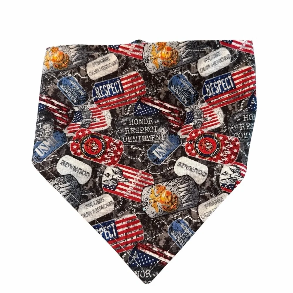 Patriotic Honor & Respect Scrunchie Dog Bandana - Red, Blue, Black